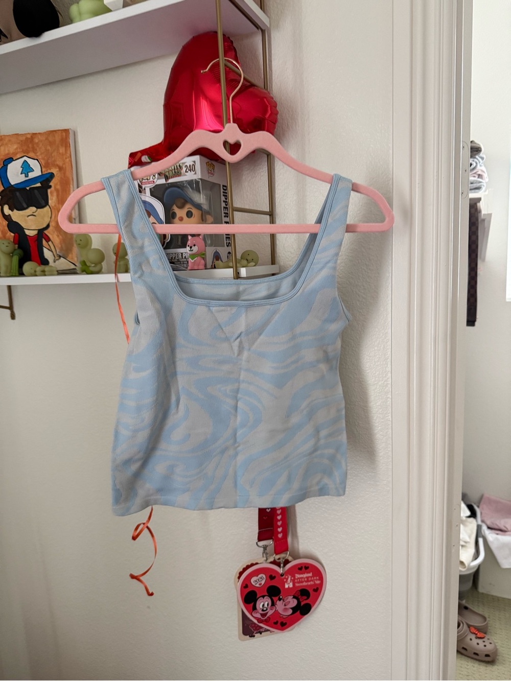Hollister Light Blue Swirl-Pattern Square Neck Tank